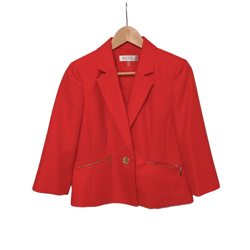 Kaspar lined suit jacket 3/4 sleeves gold accents 8P